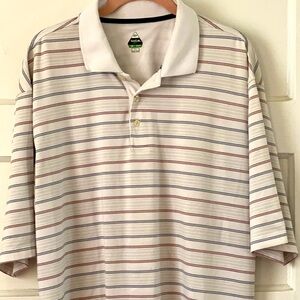 Bolle Tech Golf Polo Shirt Stripes Red White Blue Size XL Short Sleeve
